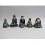 Five various ceramic Oriental sage figures, tallest 13cm, shortest 8.