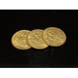 Three gold half sovereigns - 1906,