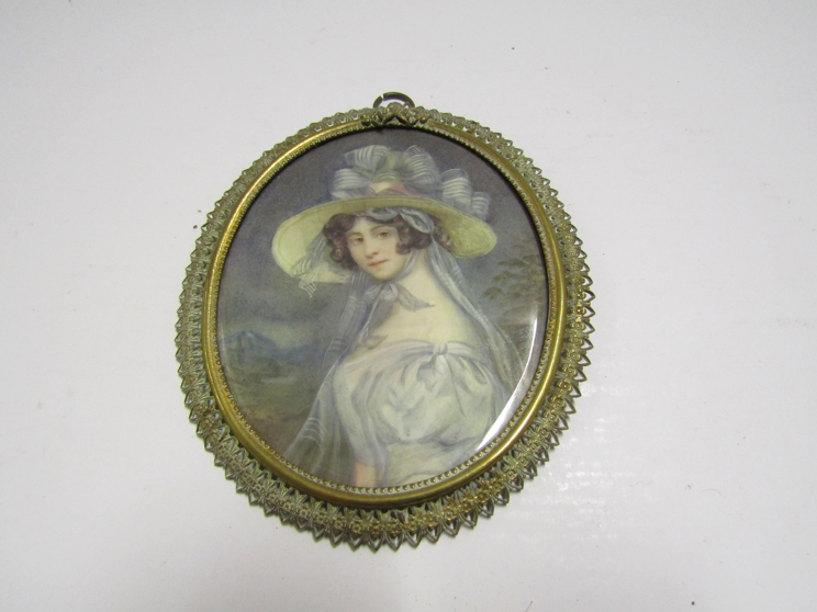 Two gilt and ormolu framed miniature portraits of lady's, - Image 2 of 3