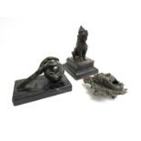 Three Oriental cast figures: claw, temple dog and mask (3),