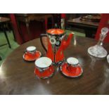 A Carlton ware Art Deco 1923-30 cubist butterfly part coffee set comprising of coffee pot,