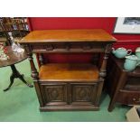 A 19th Century oak two tier buffet with reeded and carved bulbous supports,