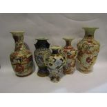 Five Victorian Satsuma vases