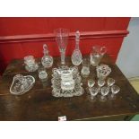 A selection of crystal decanters and glassware