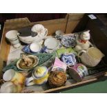 Mixed ceramics including two Worcester cups and saucers, African preserve pot,