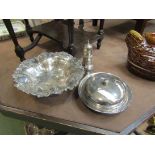 A silver plated sugar caster,