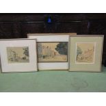 Three framed and glazed watercolours of Norwich street scenes - Tombland,