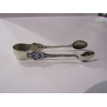 A pair of Masonic silver sugar tongs,