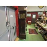 An early to mid 18th Century oak longcase clock with 11" square brass dial signed John Edwards,