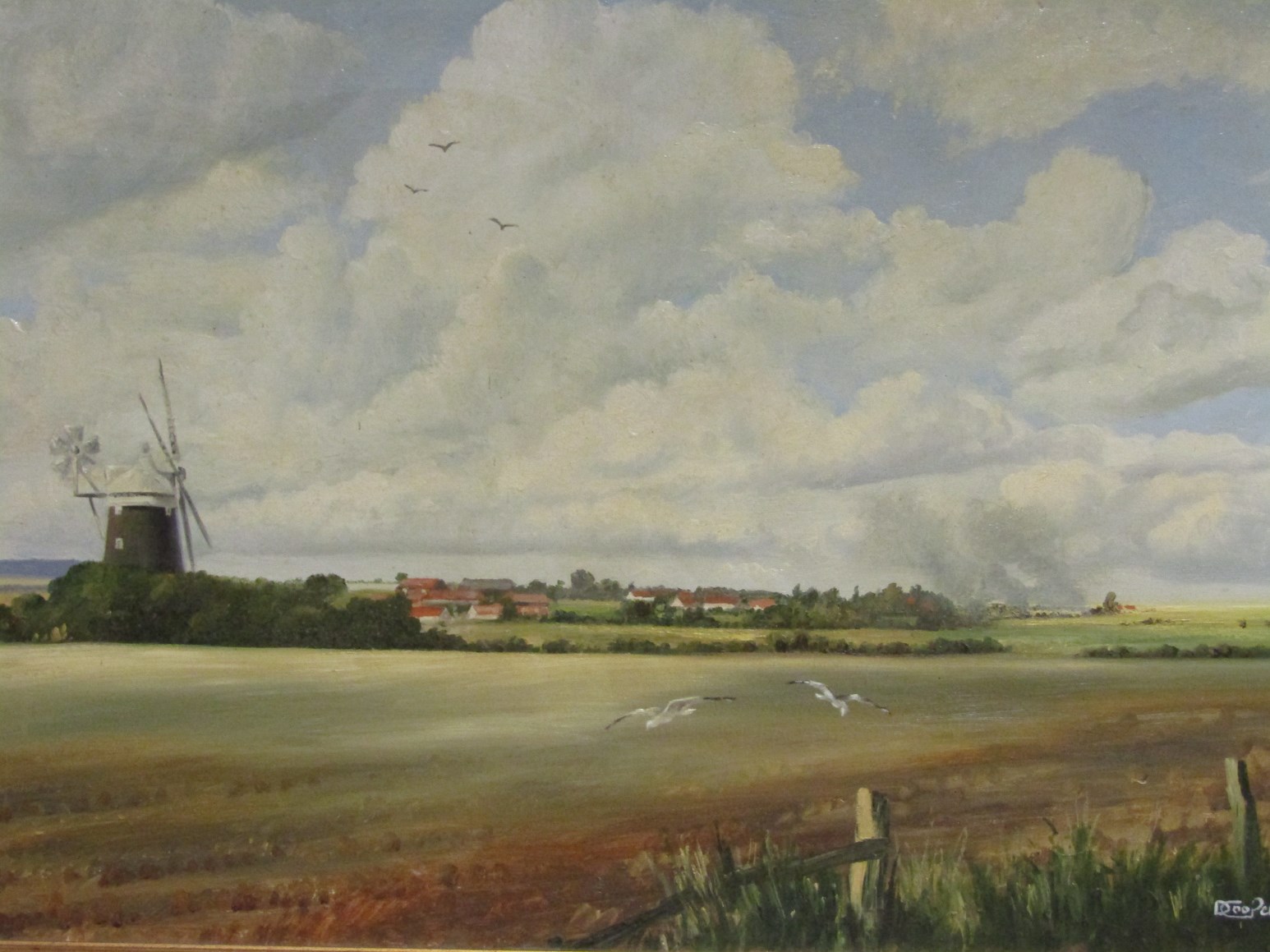 D. COOPER (XX) A framed oil on canvas, scene of Burnham Overy, Norfolk.