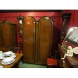 A Queen Anne style Butilux twin dome top wardrobe,