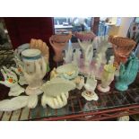 A group of ceramic hand ornaments including vases,