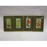 Four framed and glazed silk pictures of butterflies