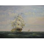 AMBROSE: A large oil of clipper ship at sea, signed lower right,