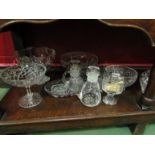 Mixed crystal and moulded glass including bowls, baskets etc.