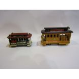 Two San Francisco Powell and Hyde streets musical cable car models