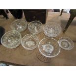 Seven crystal glass fruit/dessert bowls