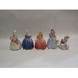 Five Royal Doulton ladies "Marie" HN1378, "Wendy" HN2109, "Rose" HN1368,