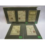 Eight mounted 18th Century road maps including London to Pool (Poole),