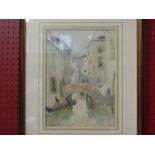 DAVID ROSE (1871-1964) A framed and glazed watercolour, Venetian bridge scene.