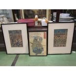 Three Japanese woodblock prints of Samurai theme,