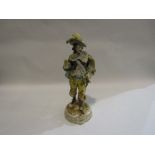 A 19th Century Dresden figure of cavalier, restoration to base,