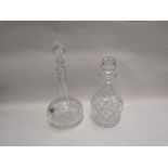 An Edwardian crystal glass decanter with spire finial stopper and Royal Doulton decanter