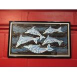 JAMIE EASTWOOD: Aboriginal Art Australia painting initialed "The Dolphin Journey" 29cm x 52cm