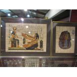 A set of eight Egyptian papyrus style gilt framed and glazed prints with certificates verso