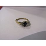 A 9ct gold sapphire and diamond ring. Size P, 1.