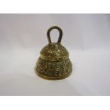 A brass sacristy bell made by Croft & Assinder of London,