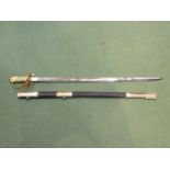 A reproduction Naval officer's sword with sheath for decorative use