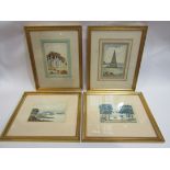 A set of four British Provincial School Circa 1830's watercolours of a country estate,