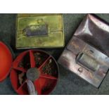 Three 19th Century metal spice boxes with contents,