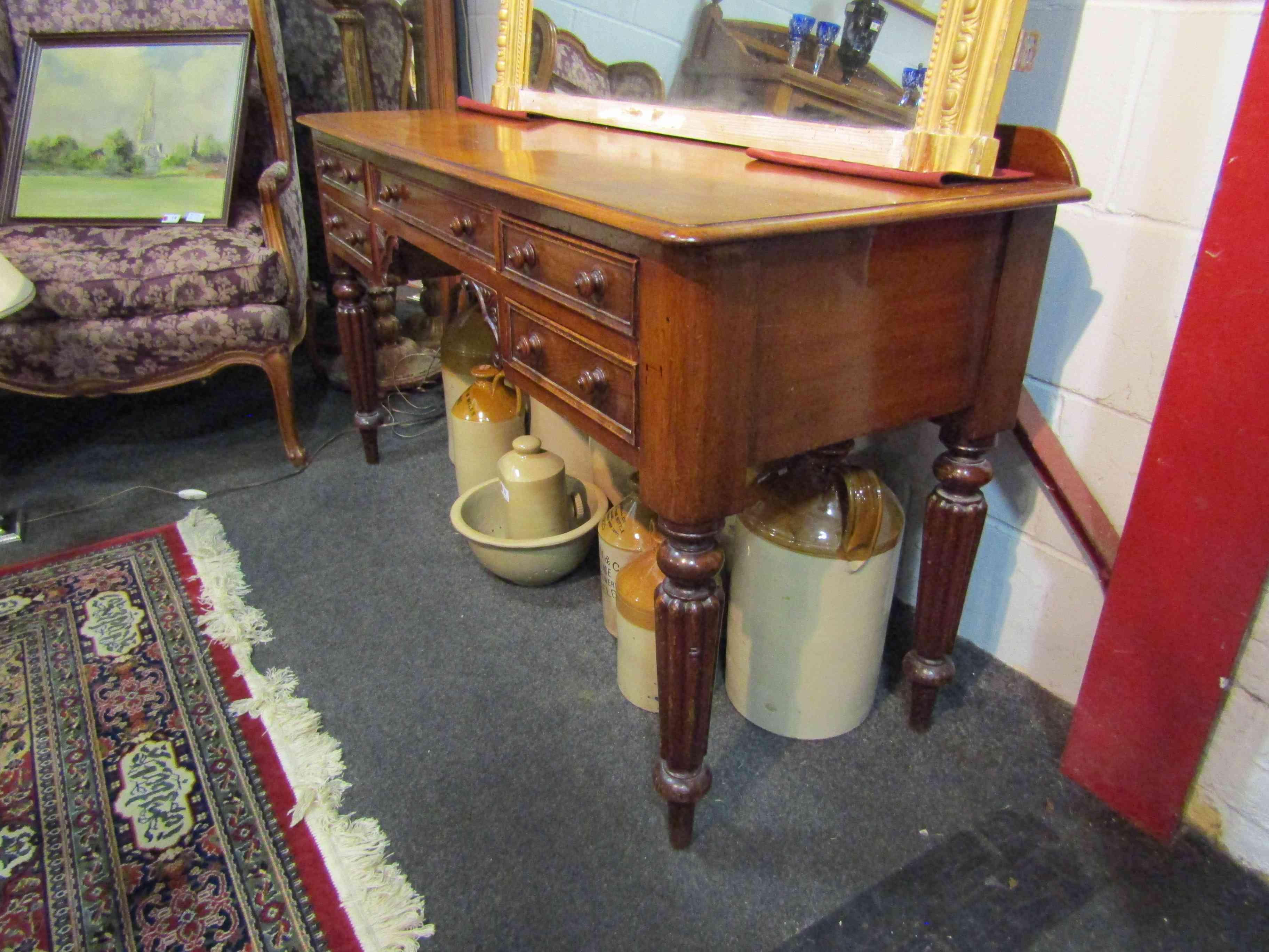 A Victorian mahogany ladies desk with five drawers, - Image 2 of 3