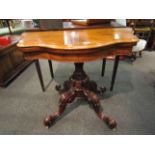 Circa 1840 a figured walnut serpentine front,