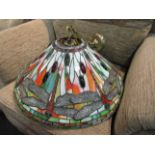 A large Liberty style glass ceiling light shade designed with dragonflies