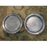 A pair of pewter food warmers