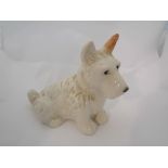 A Beswick Terrier Dog seated in white/tan gloss, model no.