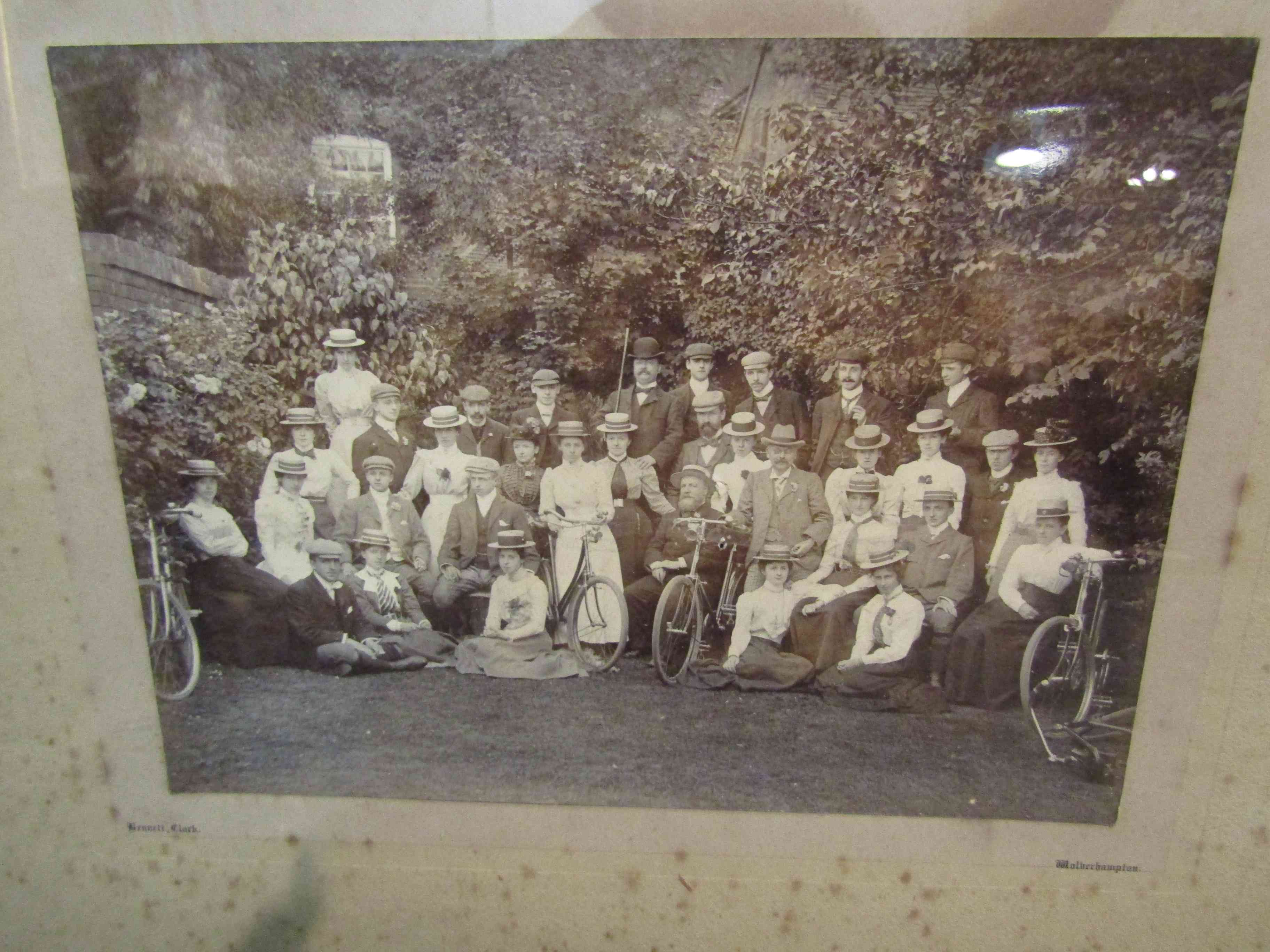 Two vintage group photographs, one depicting couple in period costume with bicycles, - Image 2 of 3