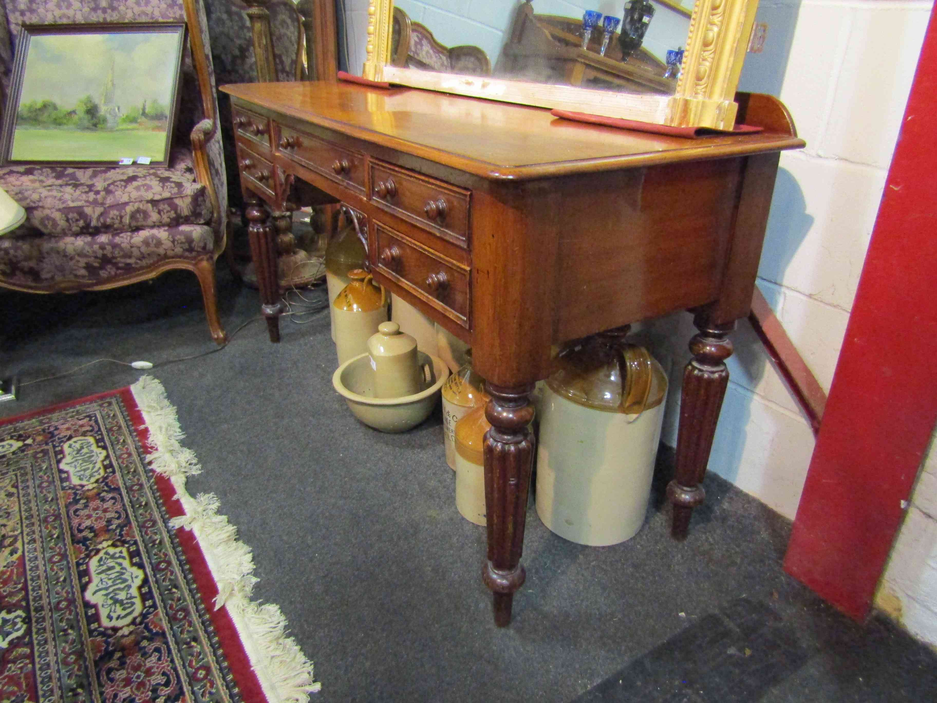 A Victorian mahogany ladies desk with five drawers, - Image 3 of 3