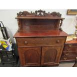 A mahognay secretaire with raised gallery back, single drawer over two doors, 140cm tall,