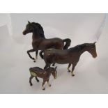 A Beswick Mare in brown gloss, model no 1991, Beswick small foal in brown gloss,
