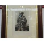 GF Watts, etched by Lion Richeta in Arts & Crafts oak frame,