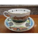 A Royal Worcester "VIP" vintage racing car cup and saucer