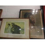 Two religious prints depeicting Jesus and Peter/John at the empty tomb,