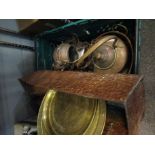 Mixed copper and brass including hunting horn, kettle,