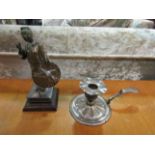 A cast Japanese figure and Grinch silverplate chamberstick a/f