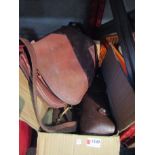 Leather shooting items including cartridge bag,