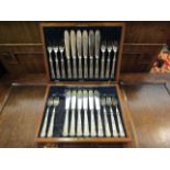 A canteen of plated fish knives and forks,